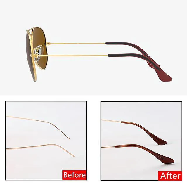 Alt view image 2 of 7 - BEHLINE Sunglass Temple Tips,Replacement Ear Sock Glasses End Tips/Eye Tips Retainer,Eyeglasses Piece Tube Sleeve Anti-slip for Aviator Sunglass Eye Glasses Frames/Thin Metal Eyewear Frame(Brown)