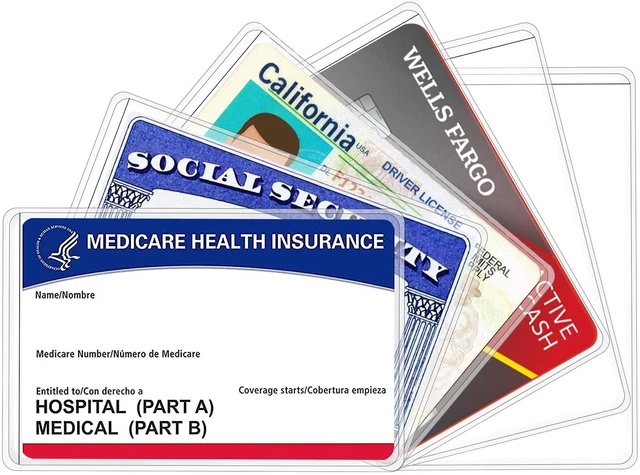 Main image of 6 Pack New Medicare Card Holder Protector Sleeves12Mil Clear PVC Waterproof Medical/Credit Card, Business/Social Security Card Protector