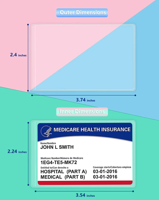 Alt view image 2 of 7 - 6 Pack New Medicare Card Holder Protector Sleeves12Mil Clear PVC Waterproof Medical/Credit Card, Business/Social Security Card Protector