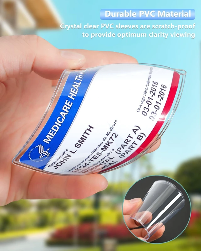 Alt view image 4 of 7 - 6 Pack New Medicare Card Holder Protector Sleeves12Mil Clear PVC Waterproof Medical/Credit Card, Business/Social Security Card Protector