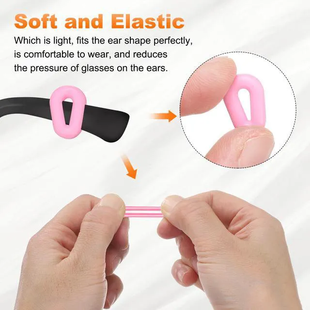 Alt view image 5 of 6 - 10 Pairs Glasses Ear Grip Silicone Hollow Type 14.4mm Eyeglasses Temple Grips Retainer Anti Slip Soft Eyeglass Ear Grips for Eyeglasses Sunglasses Sport Glasses, Pink