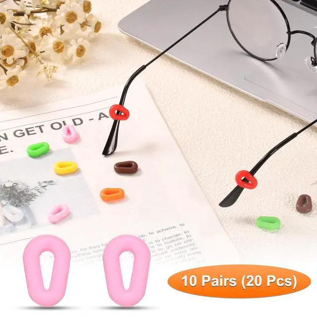 Alt view image 3 of 6 - 10 Pairs Glasses Ear Grip Silicone Hollow Type 14.4mm Eyeglasses Temple Grips Retainer Anti Slip Soft Eyeglass Ear Grips for Eyeglasses Sunglasses Sport Glasses, Pink