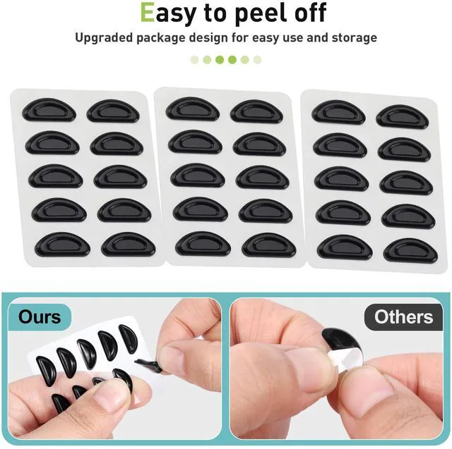 Alt view image 3 of 7 - Nose Pads-Upgraded Soft Silicone Adhesive Glasses Nose Pad, Anti-Slip Nose Pads for Glasses Full Plastic Frames Sunglasses (5 Clear Pairs)