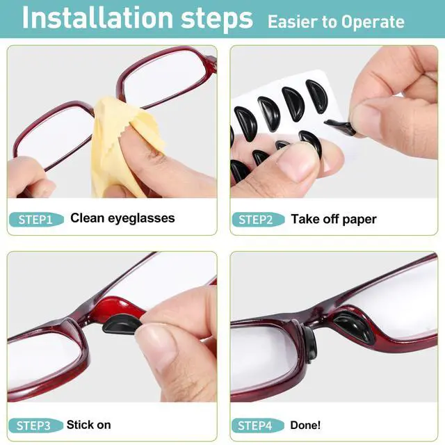 Alt view image 4 of 7 - Nose Pads-Upgraded Soft Silicone Adhesive Glasses Nose Pad, Anti-Slip Nose Pads for Glasses Full Plastic Frames Sunglasses (5 Clear Pairs)