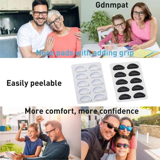 Alt view image 7 of 7 - Nose Pads-Upgraded Soft Silicone Adhesive Glasses Nose Pad, Anti-Slip Nose Pads for Glasses Full Plastic Frames Sunglasses (5 Clear Pairs)
