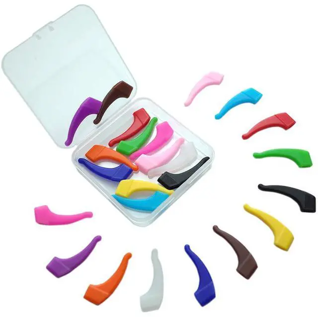 Main image of ScivoKaval Eyeglass Strap Holder Eyewear Retainer Silicone Anti Slip Holder for Sport Glasses Ear Grip Hook Sunglasses Tips Sleeve Retainer for Kids and Adults 12 Pairs Multicolor with Storage Box