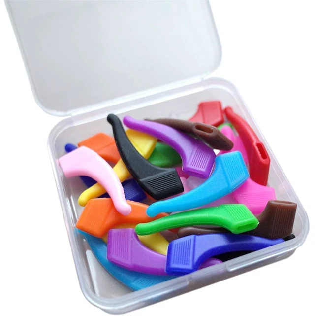 Alt view image 2 of 7 - ScivoKaval Eyeglass Strap Holder Eyewear Retainer Silicone Anti Slip Holder for Sport Glasses Ear Grip Hook Sunglasses Tips Sleeve Retainer for Kids and Adults 12 Pairs Multicolor with Storage Box