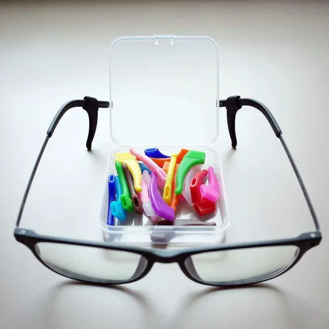 Alt view image 4 of 7 - ScivoKaval Eyeglass Strap Holder Eyewear Retainer Silicone Anti Slip Holder for Sport Glasses Ear Grip Hook Sunglasses Tips Sleeve Retainer for Kids and Adults 12 Pairs Multicolor with Storage Box