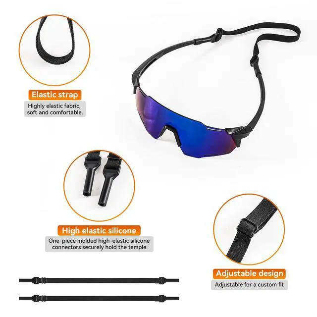 Alt view image 3 of 7 - Rljxpfd Glasses Strap Adjustable Eyewear Retainer, 2 Styles 4 Piece Set | Unisex, Silicone & Poly Spandex, Anti-Slip, Sweat Resistant, Fits Eyeglasses & Sunglasses for Outdoor Activities
