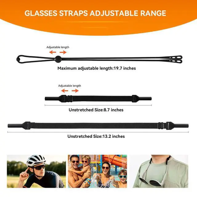 Alt view image 2 of 7 - Rljxpfd Glasses Strap Adjustable Eyewear Retainer, 2 Styles 4 Piece Set | Unisex, Silicone & Poly Spandex, Anti-Slip, Sweat Resistant, Fits Eyeglasses & Sunglasses for Outdoor Activities