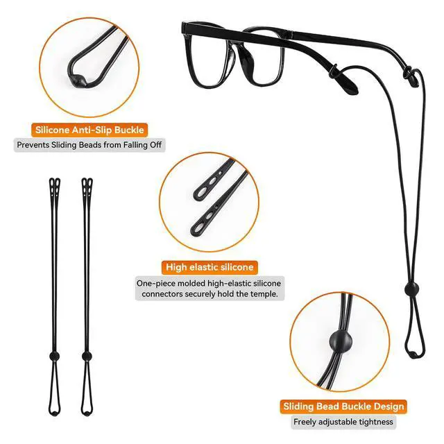 Alt view image 5 of 7 - Rljxpfd Glasses Strap Adjustable Eyewear Retainer, 2 Styles 4 Piece Set | Unisex, Silicone & Poly Spandex, Anti-Slip, Sweat Resistant, Fits Eyeglasses & Sunglasses for Outdoor Activities