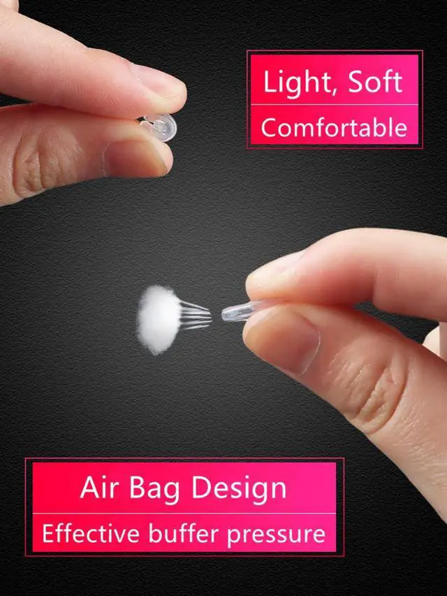 Alt view image 4 of 7 - Push-in Eyeglass Nose Pads,BEHLINE Soft Silicone Air Cushion Glasses Replacement Nosepad,14mm Air Chamber/Air Bag/Nose Piece,Anti-slip Nose Bridge Pads for Eye Glasses Sunglasses(Clear,5 Pairs)
