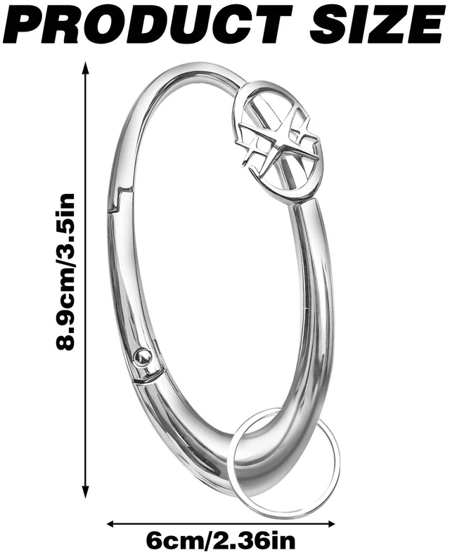 Alt view image 2 of 7 - Zinc Alloy Double Star Push Button Large Keychain, Cute Carabiner Minimal Alloy Material Silver Cute for Car Keys Purse Handbag Backpack Bag Charms
