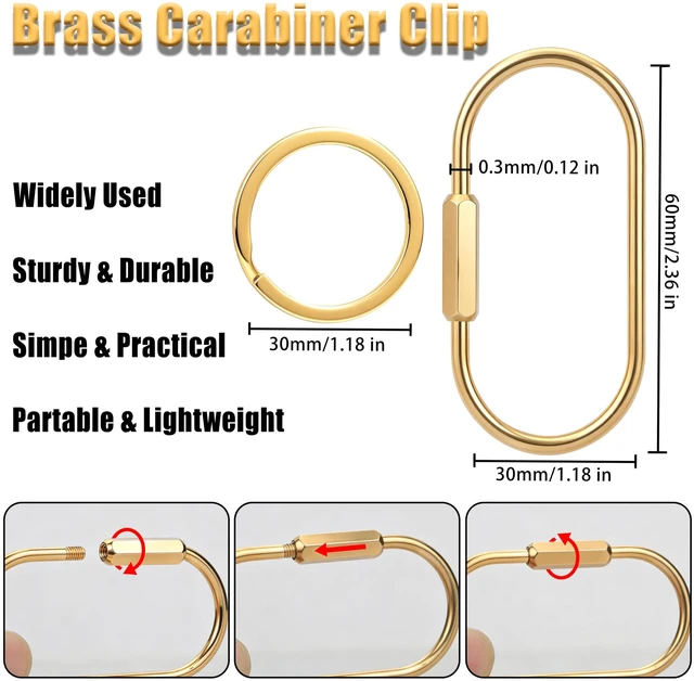 Alt view image 3 of 6 - New Fashion Kingdom Gold Brass Key Rings, Screw Lock Keys Organizer, Carabiner Keychain Clip for Keys, Purse Bag Charms for Handbags (2, Black)