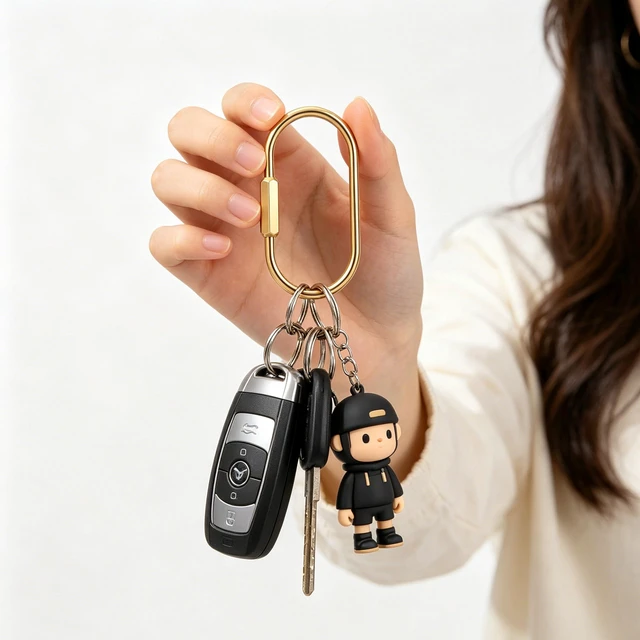 Alt view image 5 of 6 - New Fashion Kingdom Gold Brass Key Rings, Screw Lock Keys Organizer, Carabiner Keychain Clip for Keys, Purse Bag Charms for Handbags (2, Black)