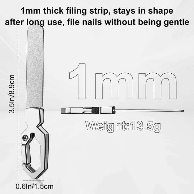 Alt view image 3 of 7 - Metal Nail File, Stainless Steel 3.5IN Keychain Silver File for Men & Women | Small double-sided reusable metal file with PU leather case, shapes fingernails & toenails for home travel manicure pedicu