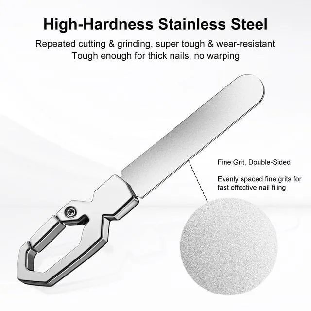 Alt view image 6 of 7 - Metal Nail File, Stainless Steel 3.5IN Keychain Silver File for Men & Women | Small double-sided reusable metal file with PU leather case, shapes fingernails & toenails for home travel manicure pedicu