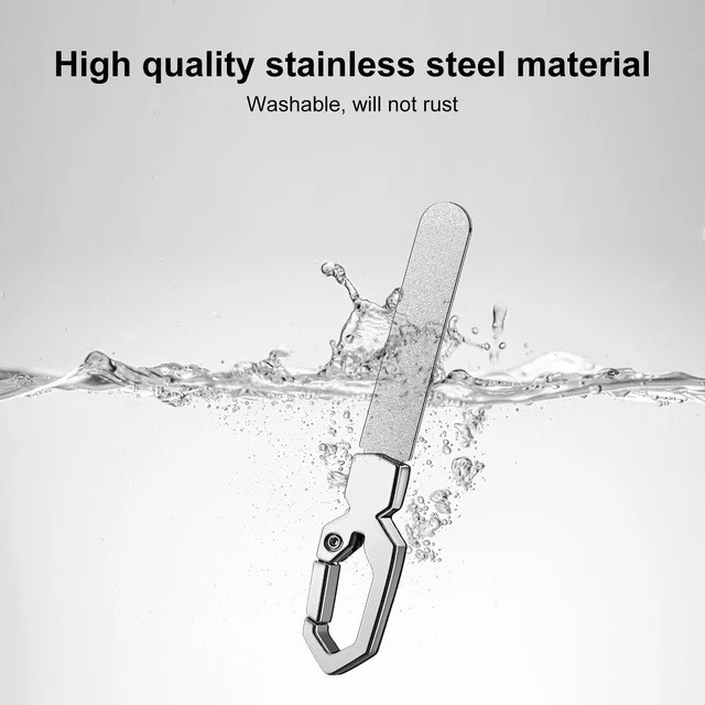 Alt view image 7 of 7 - Metal Nail File, Stainless Steel 3.5IN Keychain Silver File for Men & Women | Small double-sided reusable metal file with PU leather case, shapes fingernails & toenails for home travel manicure pedicu