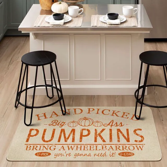 Alt view image 4 of 7 - Fall Door Mat Outside,Hand Picked Pumpkin Welcome Mat for Front Door,Thanksgiving Autumn Indoor Outdoor Non-Slip Rugs,Fall Doormat for Farmhouse Home Porch Decorations 30" x 17"