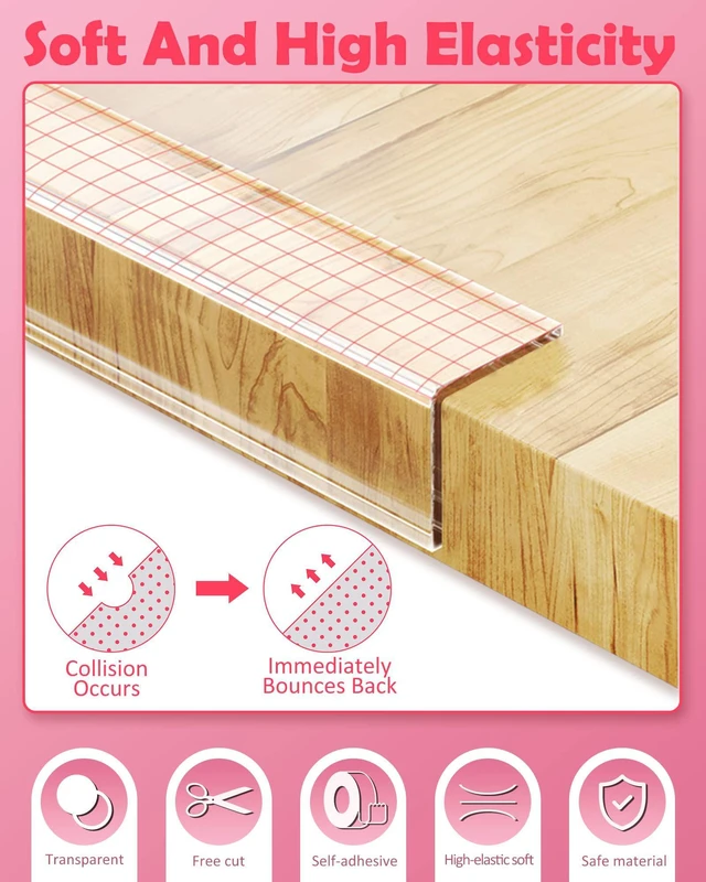 Alt view image 4 of 7 - Baby Proofing Corner Protectors Clear Edge Protector Strip 3.3ft | Clear Edge Protector Strip With Soft Corner Guards For Baby Proofing Furniture Sharp Corners Against Kids Bumps