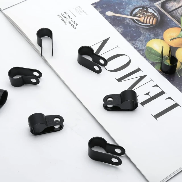 Alt view image 5 of 6 - 60pcs 3/8 Inch Nylon Cable Clamps, Black R-Type Wire Cable Clips | with M4 Screws, Screw Mounting Cord Fastener, Wire Conduit Clamp, for Wire Management