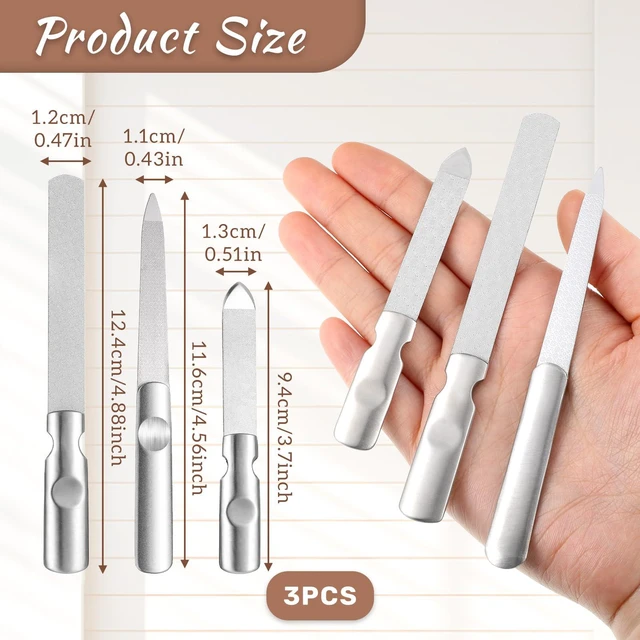Alt view image 2 of 7 - TIESOME 3 Pcs Toe Nail Files for Thick Nails, Stainless Steel Metal Nail File, Double Sided with Anti-Slip Handle, Durable for Thick Toenails & Fingernails, Home or Salon Use