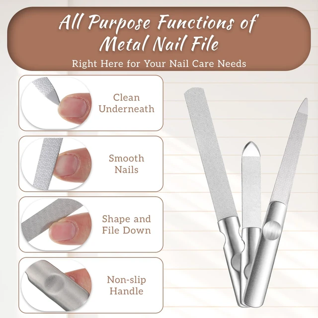 Alt view image 3 of 7 - TIESOME 3 Pcs Toe Nail Files for Thick Nails, Stainless Steel Metal Nail File, Double Sided with Anti-Slip Handle, Durable for Thick Toenails & Fingernails, Home or Salon Use