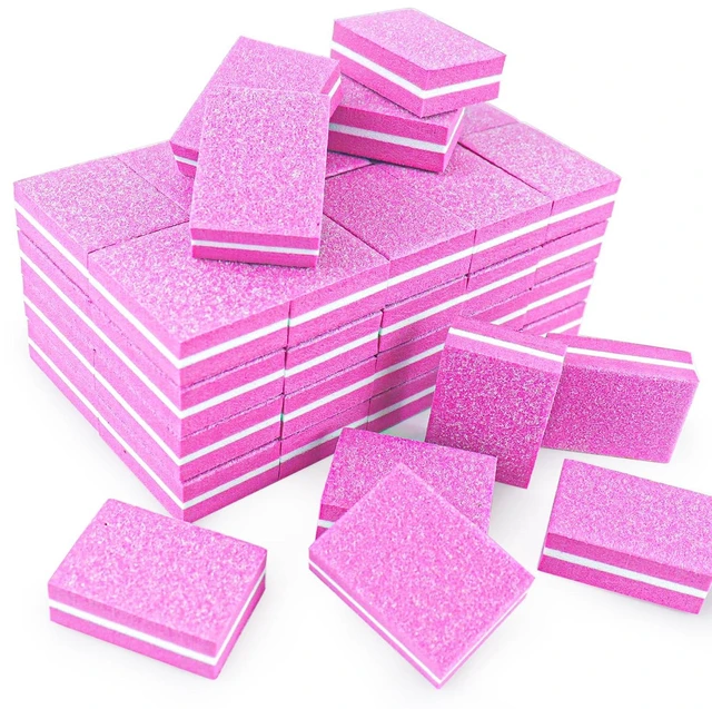 Main image of 50Pcs Pink Sponge Nail Buffers,100/180 Grit Mini Nail Files,Mini Buffer Block Nail File for Acrylic & Natural Nails,Double-Sided Buffing Blocks for Manicure & Pedicure, Salon & Home Use