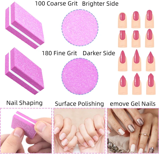Alt view image 3 of 7 - 50Pcs Pink Sponge Nail Buffers,100/180 Grit Mini Nail Files,Mini Buffer Block Nail File for Acrylic & Natural Nails,Double-Sided Buffing Blocks for Manicure & Pedicure, Salon & Home Use