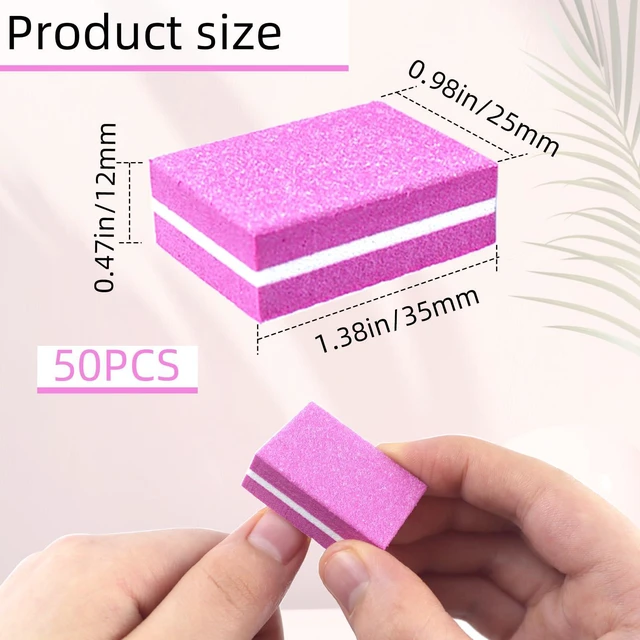 Alt view image 4 of 7 - 50Pcs Pink Sponge Nail Buffers,100/180 Grit Mini Nail Files,Mini Buffer Block Nail File for Acrylic & Natural Nails,Double-Sided Buffing Blocks for Manicure & Pedicure, Salon & Home Use