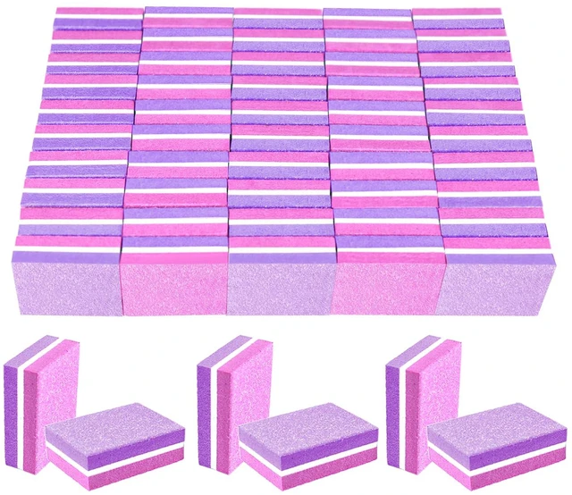 Main image of 50 Pcs Sponge Nail Buffers,100/180 Grit Mini Nail Files,Mini Buffer Block Nail File for Acrylic & Natural Nails,Double-Sided Buffing Blocks for Manicure & Pedicure,Salon & Home Use(Pink-Purple)