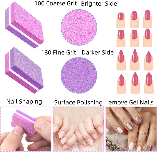 Alt view image 4 of 7 - 50 Pcs Sponge Nail Buffers,100/180 Grit Mini Nail Files,Mini Buffer Block Nail File for Acrylic & Natural Nails,Double-Sided Buffing Blocks for Manicure & Pedicure,Salon & Home Use(Pink-Purple)