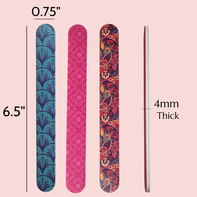 Alt view image 3 of 7 - 12 Nail File Emery Boards Dual Sided Buffer Nail Filing Tools Smoothing Manicure Pedicure TSA Travel Friendly Professional DIY Fashionable Design Pink Blue Purple