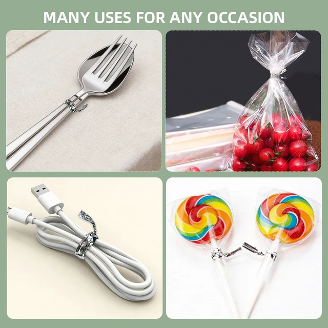 Alt view image 2 of 7 - Twist Ties 800 Pcs 5.9 Inch, Bag Closures for Plastic Bags & Bread | Reusable Twisty Ties for Candy, Cake Pops, DIY Crafts, Paper-Covered Wire Ties for Bakery, Treat Bags, Food Storage