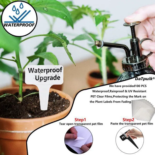Alt view image 3 of 5 - DaTpuik 30 Pcs Waterproof Wihte Durable Plastic Plant Outdoor Garden Labels Nursery Markers T-Type Thick Tags Re-Usable for Vegetables Seedlings