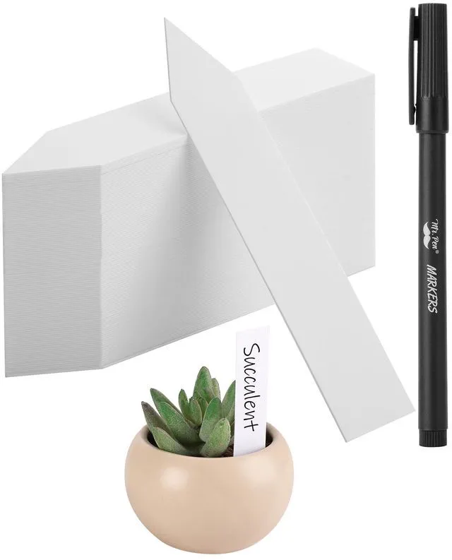 Main image of Plastic Plant Labels, 100 Pcs, 4, White | Plant Markers and Labels for Outdoor Garden Waterproof, Plant Name Tags, Planting Sticks for Seeds