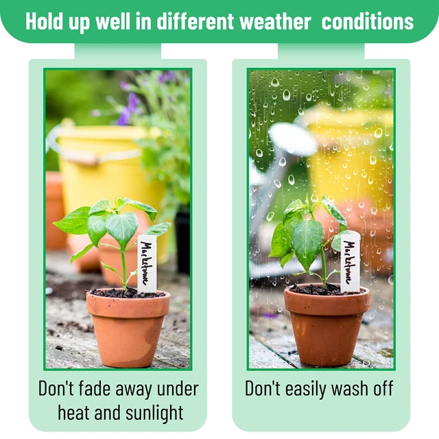 Alt view image 4 of 7 - Plastic Plant Labels, 100 Pcs, 4, White | Plant Markers and Labels for Outdoor Garden Waterproof, Plant Name Tags, Planting Sticks for Seeds