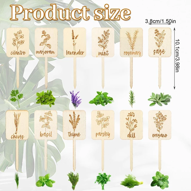 Alt view image 2 of 7 - Tyqour 12PCS Garden Marker Plant Tags with Names Plant Labels for Outdoor Garden Waterproof Wooden Plant Markers for Seedlings Nursery Outdoor Indoor Garden Decoration