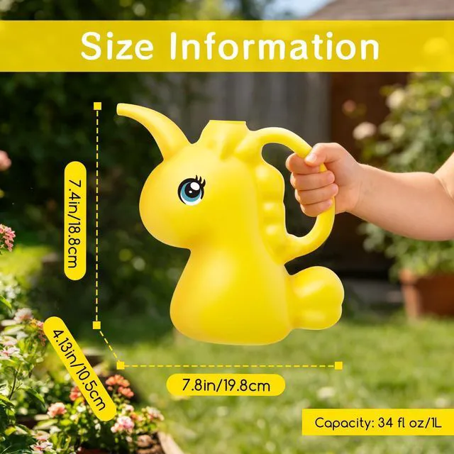 Alt view image 4 of 7 - XXXFLOWER Small Watering Can for Indoor Plants 1/4 Gallon 1L Yellow | Cute Animal Water Cans,Unicorns Indoor Watering Can for Indoor Plants,Mini Watering Pot for Office House Indoor Garden