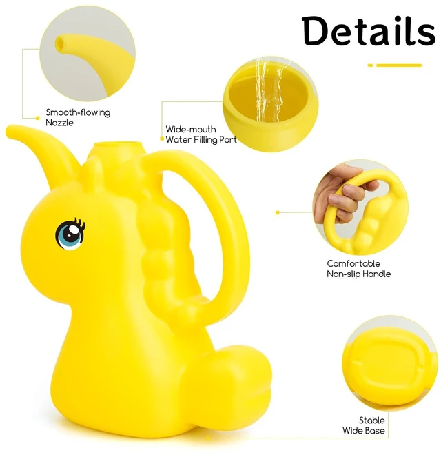 Alt view image 7 of 7 - XXXFLOWER Small Watering Can for Indoor Plants 1/4 Gallon 1L Yellow | Cute Animal Water Cans,Unicorns Indoor Watering Can for Indoor Plants,Mini Watering Pot for Office House Indoor Garden