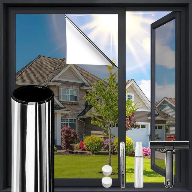 Main image of DUOFIRE One Way Privacy Window Film, Reflective Window Film, 11.8" x 78.7" | Heat Control & Sun blocking, Static Cling, Removable, Mirror Effect, Daytime See Out Not in, for Home, Office & Glass Doors