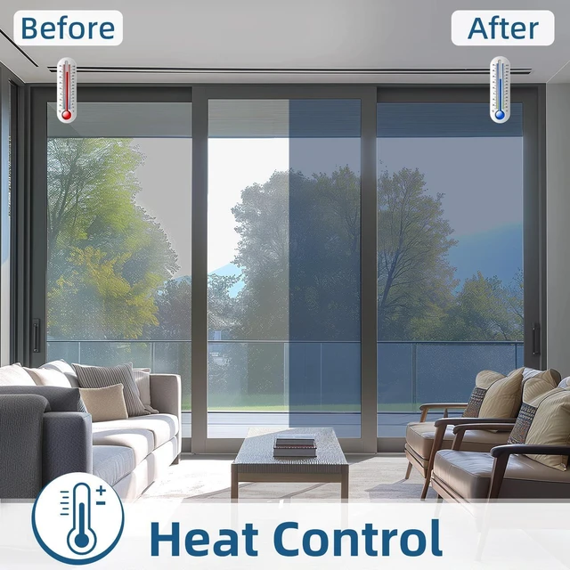 Alt view image 2 of 7 - DUOFIRE One Way Privacy Window Film, Reflective Window Film, 11.8" x 78.7" | Heat Control & Sun blocking, Static Cling, Removable, Mirror Effect, Daytime See Out Not in, for Home, Office & Glass Doors
