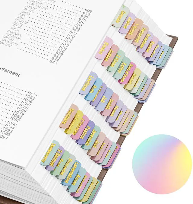 Main image of 180 Bible Tabs (2 Sets), Includes Catholic Tabs, Gold Foil Laminated Bible Index Stickers, Bible Study Supplies for Women & Men - Great Christian Gift