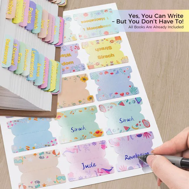 Alt view image 5 of 7 - 180 Bible Tabs (2 Sets), Includes Catholic Tabs, Gold Foil Laminated Bible Index Stickers, Bible Study Supplies for Women & Men - Great Christian Gift