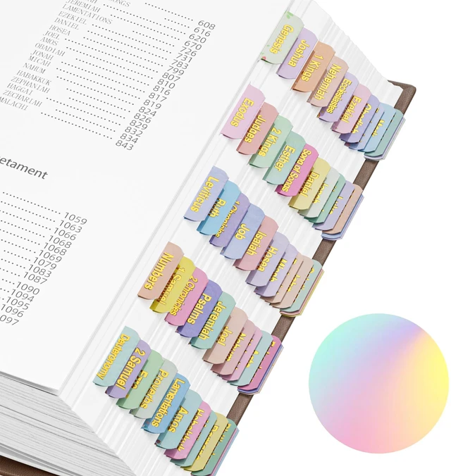 Alt view image 7 of 7 - 180 Bible Tabs (2 Sets), Includes Catholic Tabs, Gold Foil Laminated Bible Index Stickers, Bible Study Supplies for Women & Men - Great Christian Gift