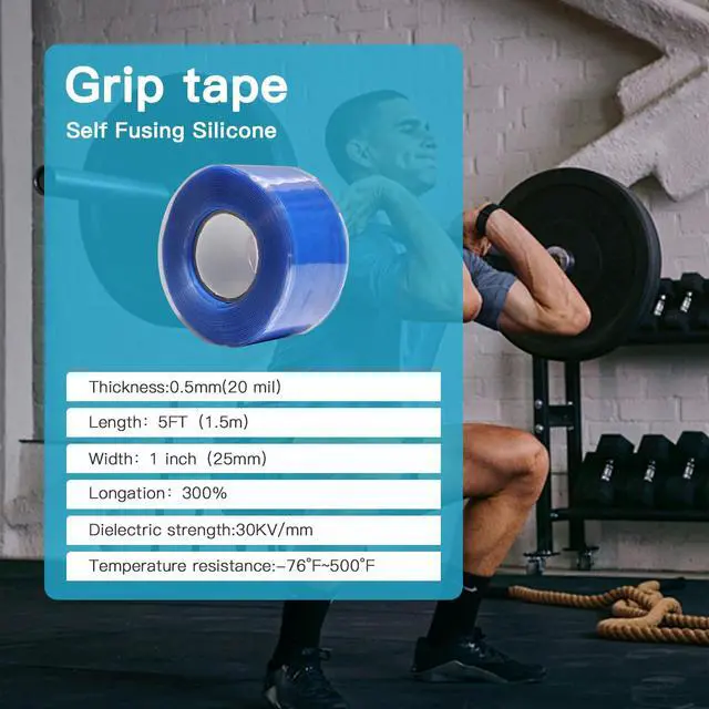 Alt view image 2 of 7 - AIKESIWAY Self-Fusing Silicone Tape - No Adhesive Grip Tape for Bike Handlebar, Fishing Pole, Pull-Up Bar, Bicycle (Blue, 5 FT)