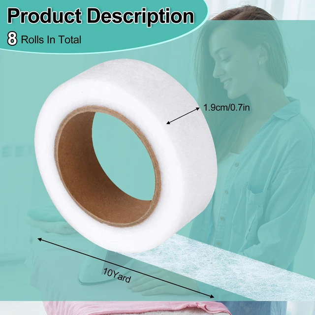 Alt view image 2 of 7 - Phinus 8 Rolls Iron On Hemming Tape, 7/10 INCH x 10 Yards No Sewing Hem Tape, Fabric Adhesive Tape for Pants, Shirts, Jackets, Skirts, Socks, DIY Crafts (White)