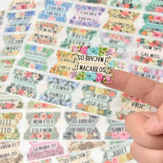 Alt view image 4 of 6 - Spanish Bible Index Tabs New & Old Testament Tabs Matte Laminated Floral Design, Bible Journaling Supplies - 122 Pcs (Floral)