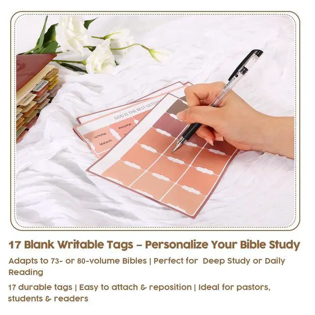 Alt view image 4 of 7 - Brown Bible Tabs, Large Print Easy Read,Old & New Testament, 90 Index Tags | Large Print Easy Read, 90 Old & New Testament Index Tags, Durable Paper Chapter Dividers