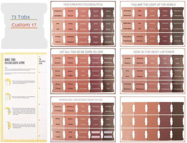 Alt view image 3 of 7 - Brown Bible Tabs, Large Print Easy Read,Old & New Testament, 90 Index Tags | Large Print Easy Read, 90 Old & New Testament Index Tags, Durable Paper Chapter Dividers